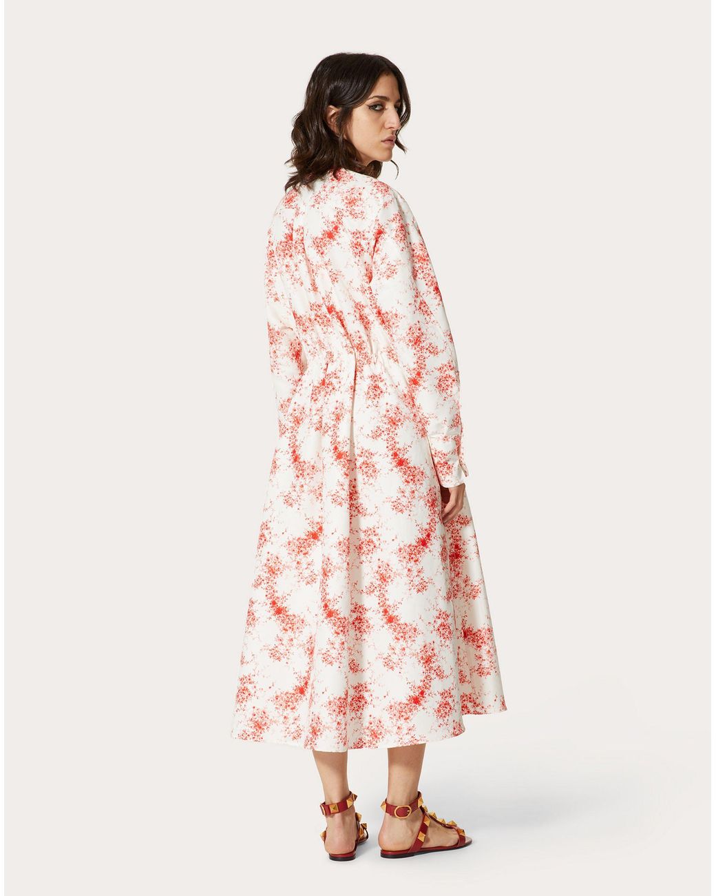 Valentino Pink Rose-Print Shirt Dress