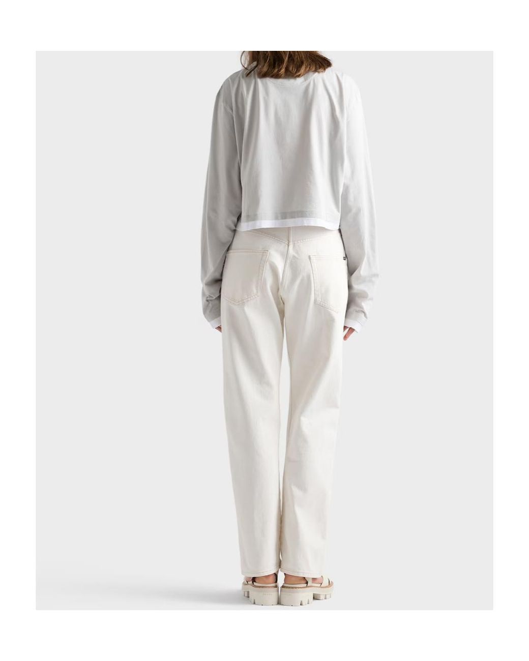 Prada White Girocollo Cropped Long-Sleeve T-Shirt