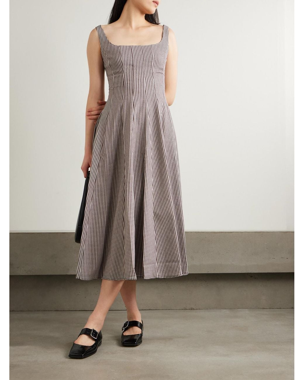 Staud Gray Plaid Dress