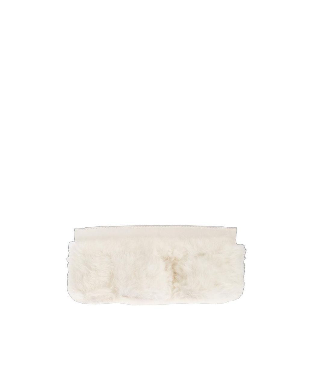 Jil Sander White O-Ring Chain Linked Fur-Trimmed Scarf