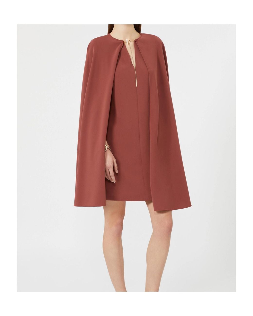 Max Mara Red Short Cady Cape Dress
