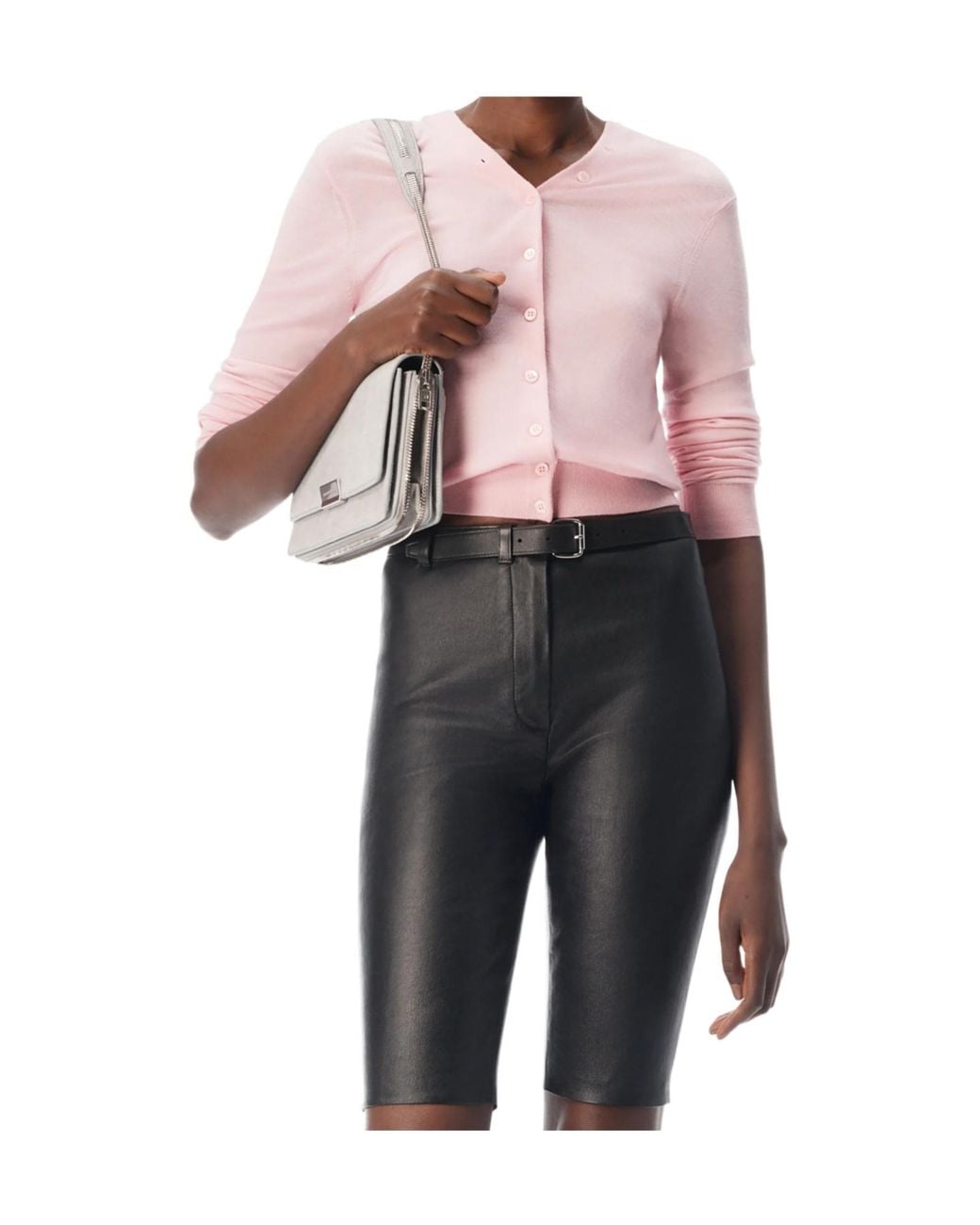Alexander Wang Pink Button-Up V-Neck Cardigan