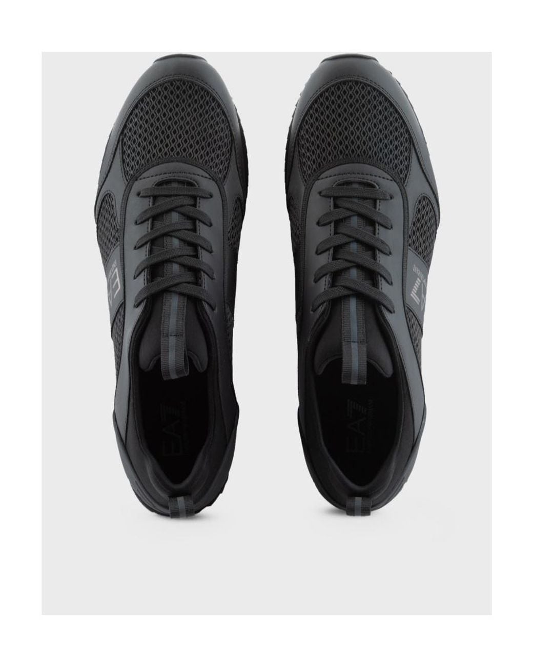 EA7 Black Logo-Print Panelled-Design Sneakers for men