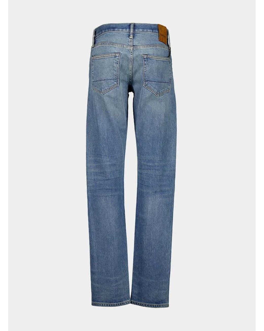 Tom Ford Blue Distressed Straight-Leg Jeans for men