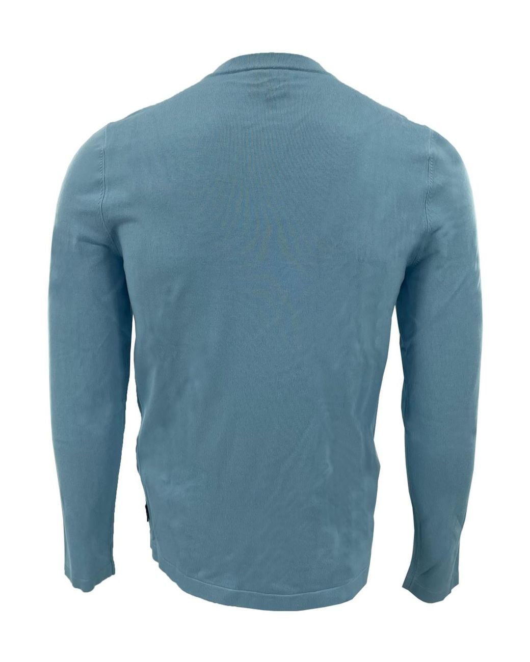 Armani Collezioni Blue Long-Sleeve Ribbed Knit Top for men