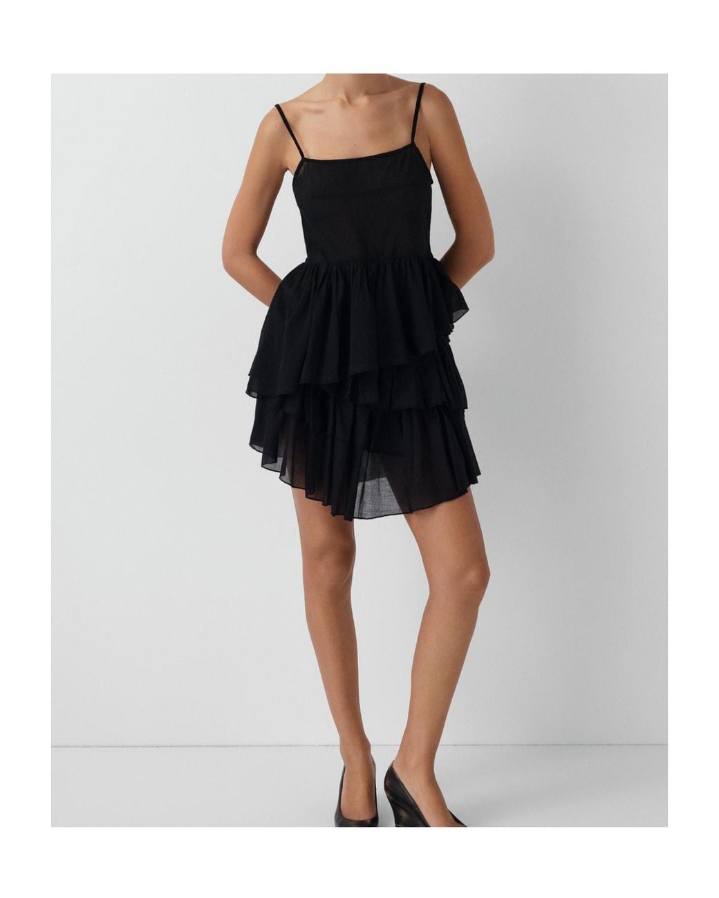 GIMAGUAS Black Joan Ruffled Mini Skirt