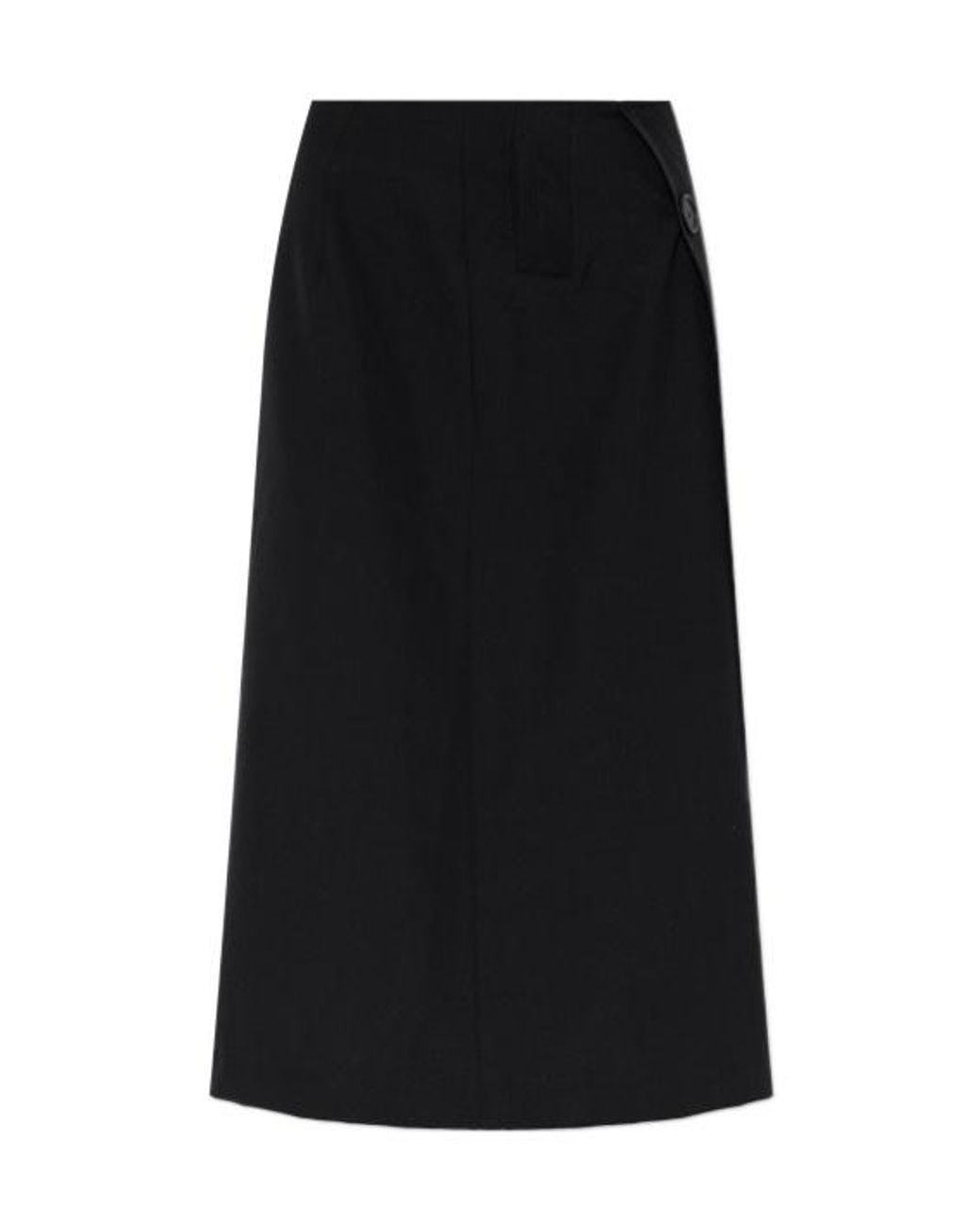 MM6 by Maison Margiela Black Wrap-Design Buttoned Midi Skirt