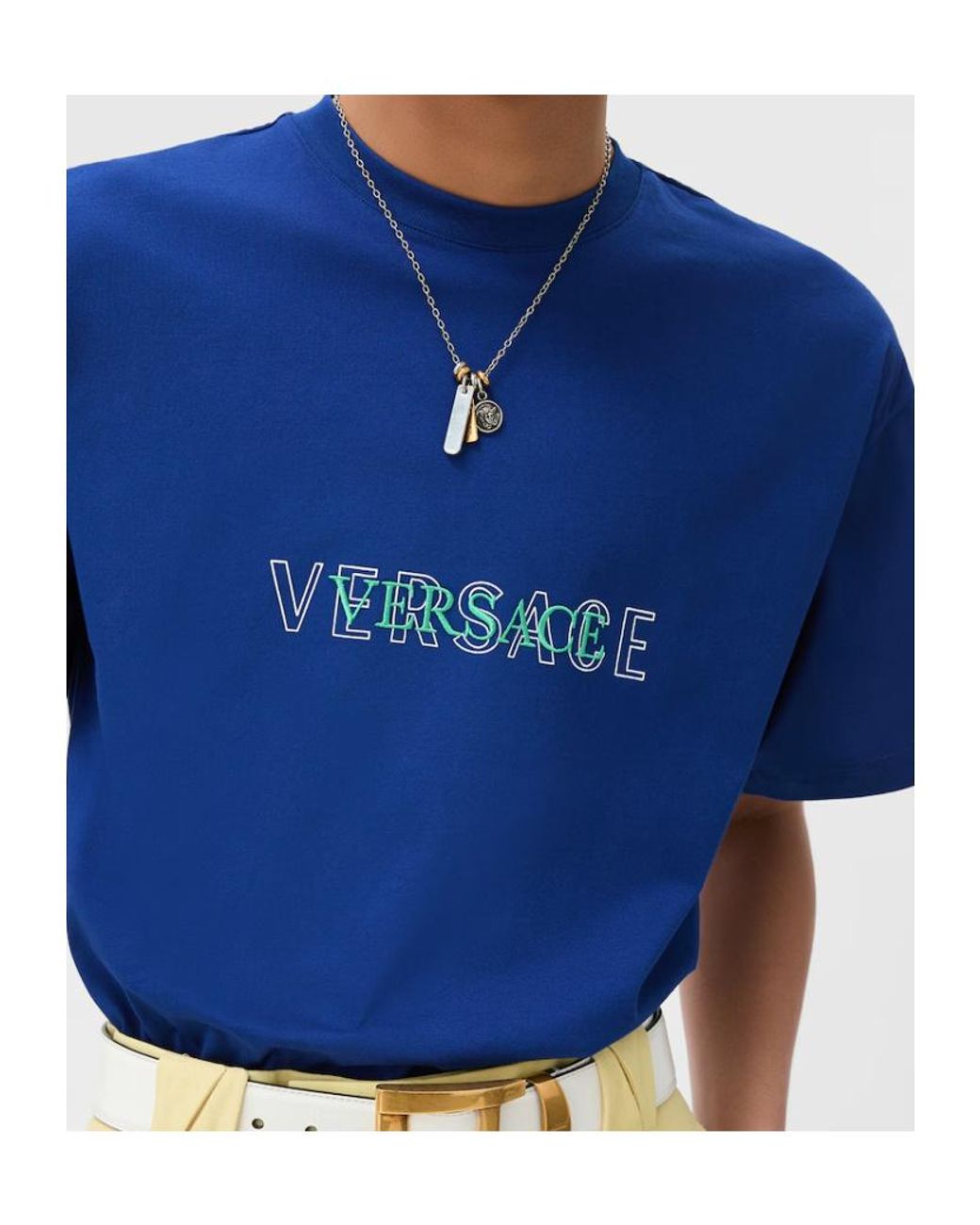 Versace Blue Graphic Logo T-Shirt for men