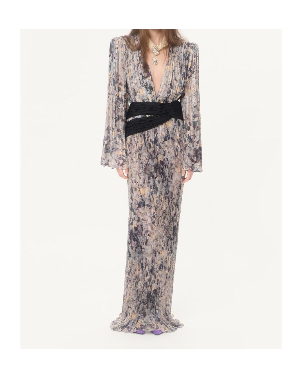 Valentino Gray Long-Sleeved Dress