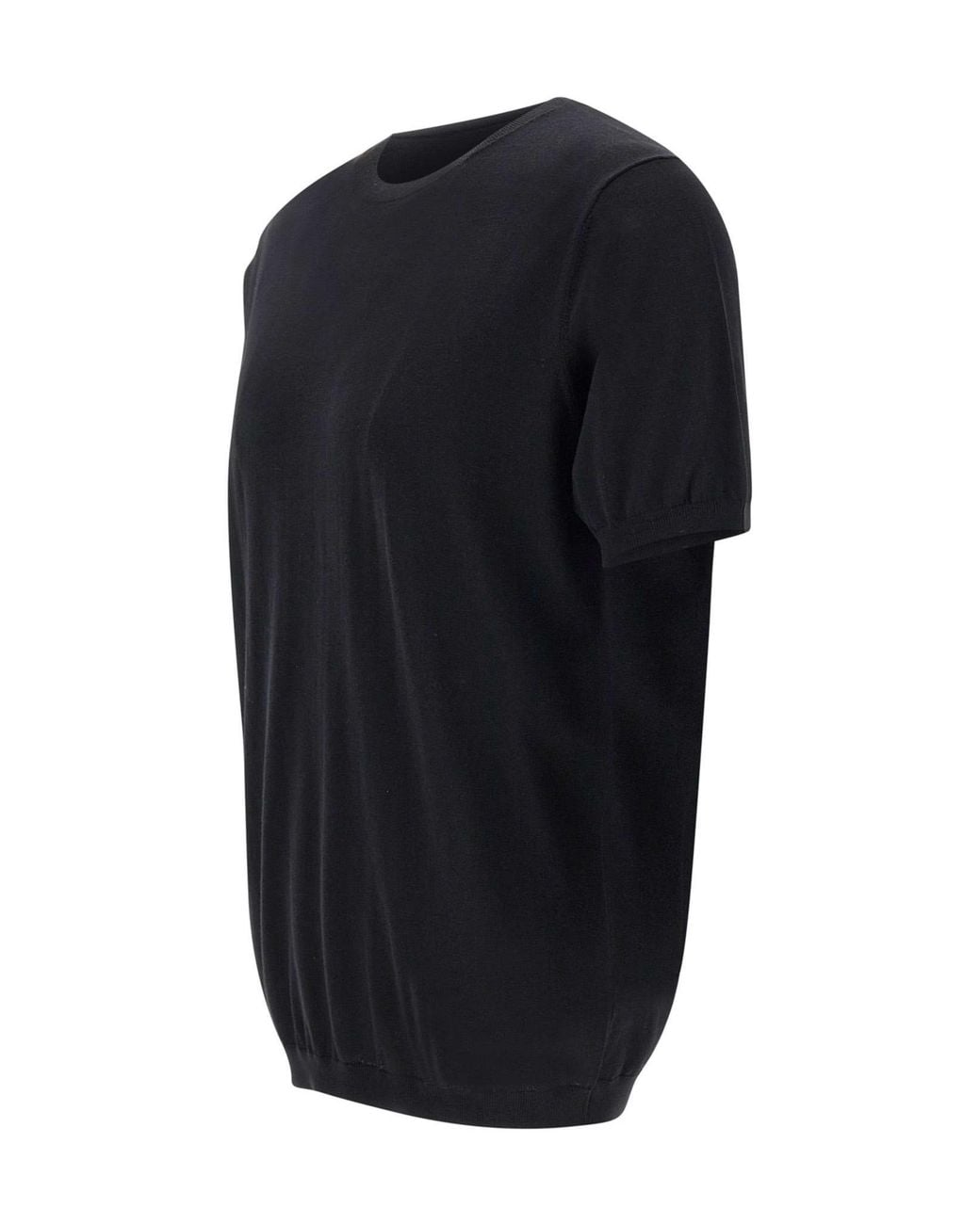 Kangra Cashmere Black Kangra Crew Neck T-Shirt for men
