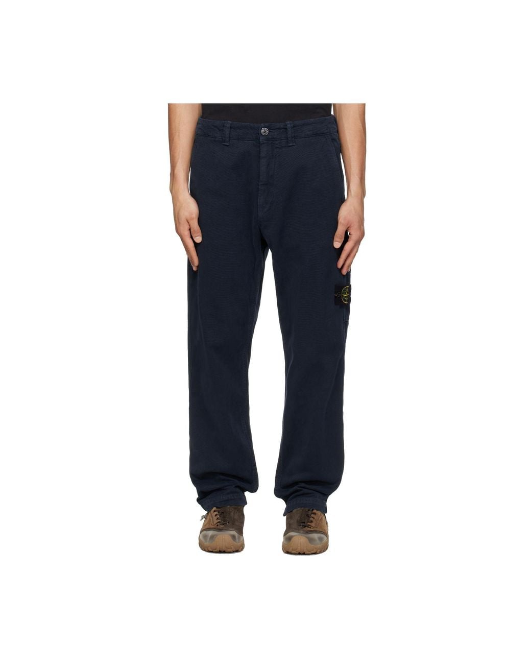 Stone Island Blue Old Effect Regular Fit Trousers for men