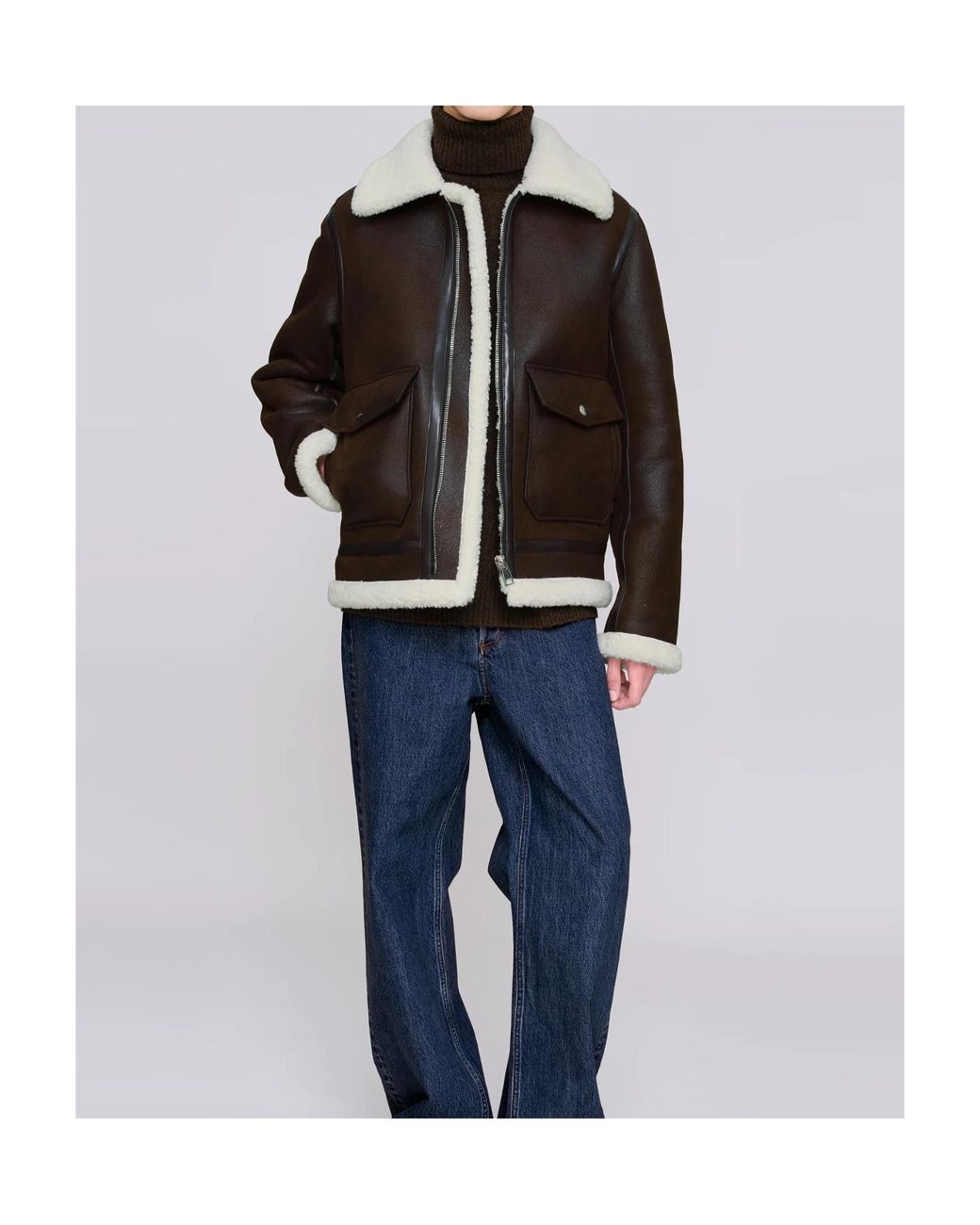 A.P.C. Black Faux-Shearling Zip-Up Bomber Jacket for men