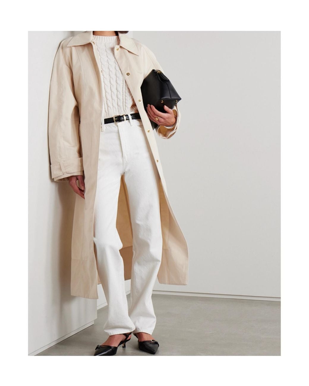 Nili Lotan White Rory Cable Knit Sweater
