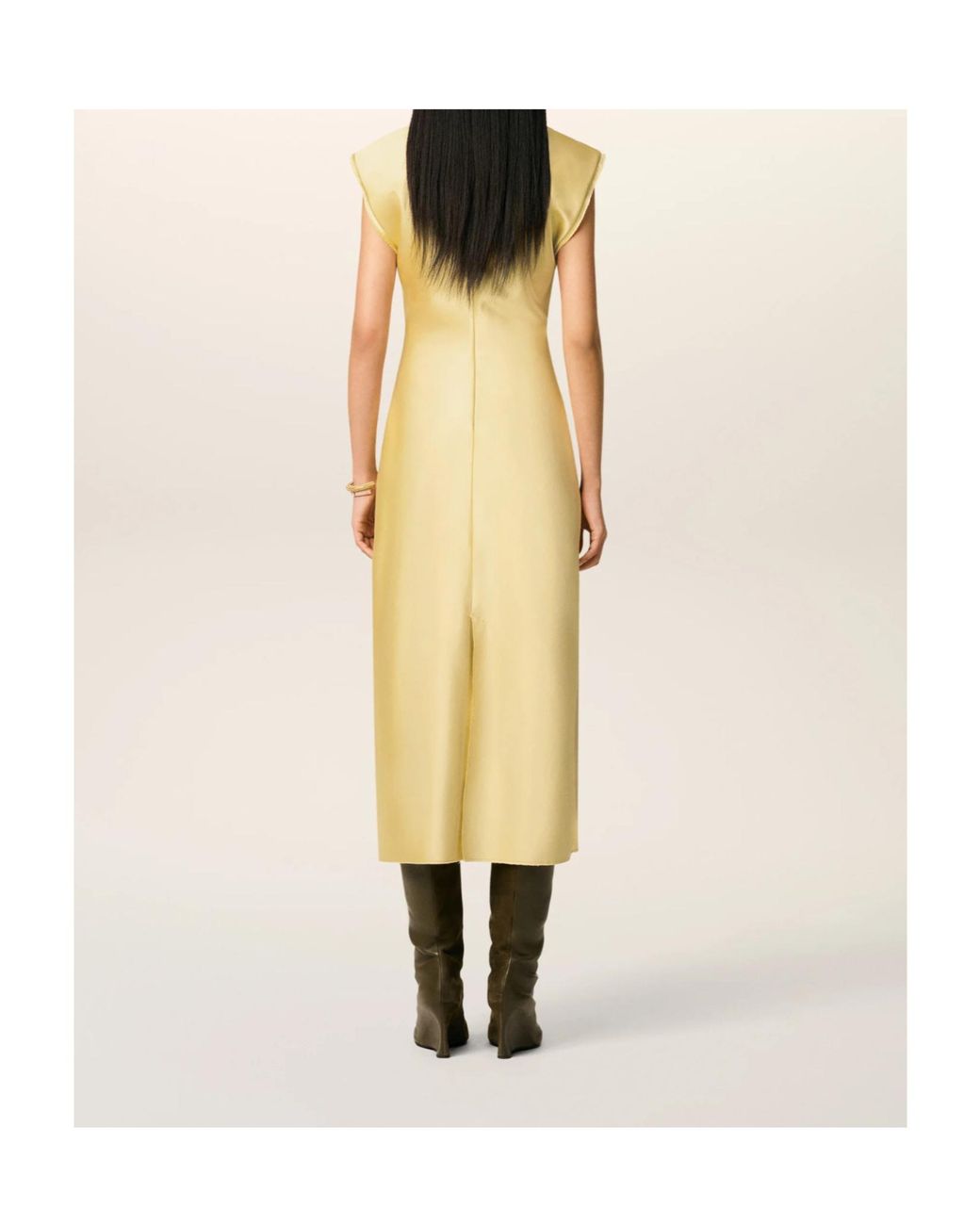 AMI Yellow Raw Edge Detailed Midi Dress