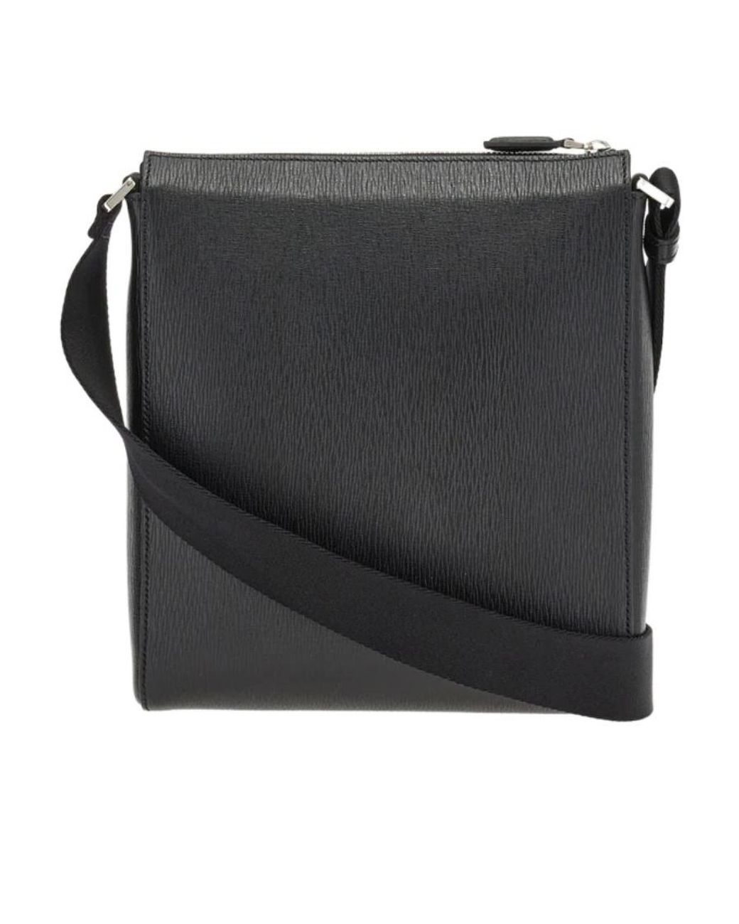 Ferragamo Black Ferragamo Gancini Logo Plaque Zipped Messenger Bag for men