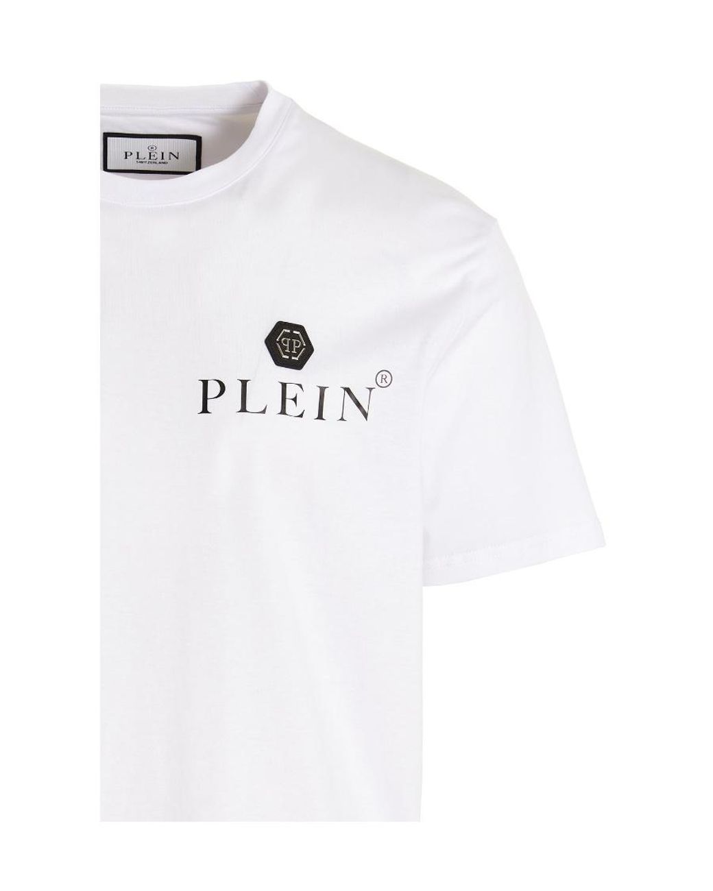 Philipp Plein White Logo-Print Crewneck T-Shirt for men