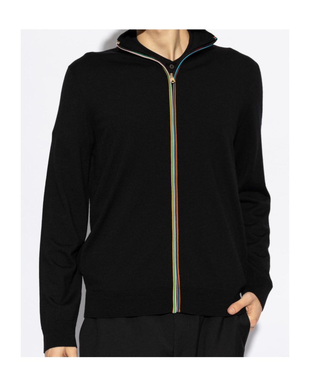 Paul Smith Black Signature Stripe Zip Cardigan for men