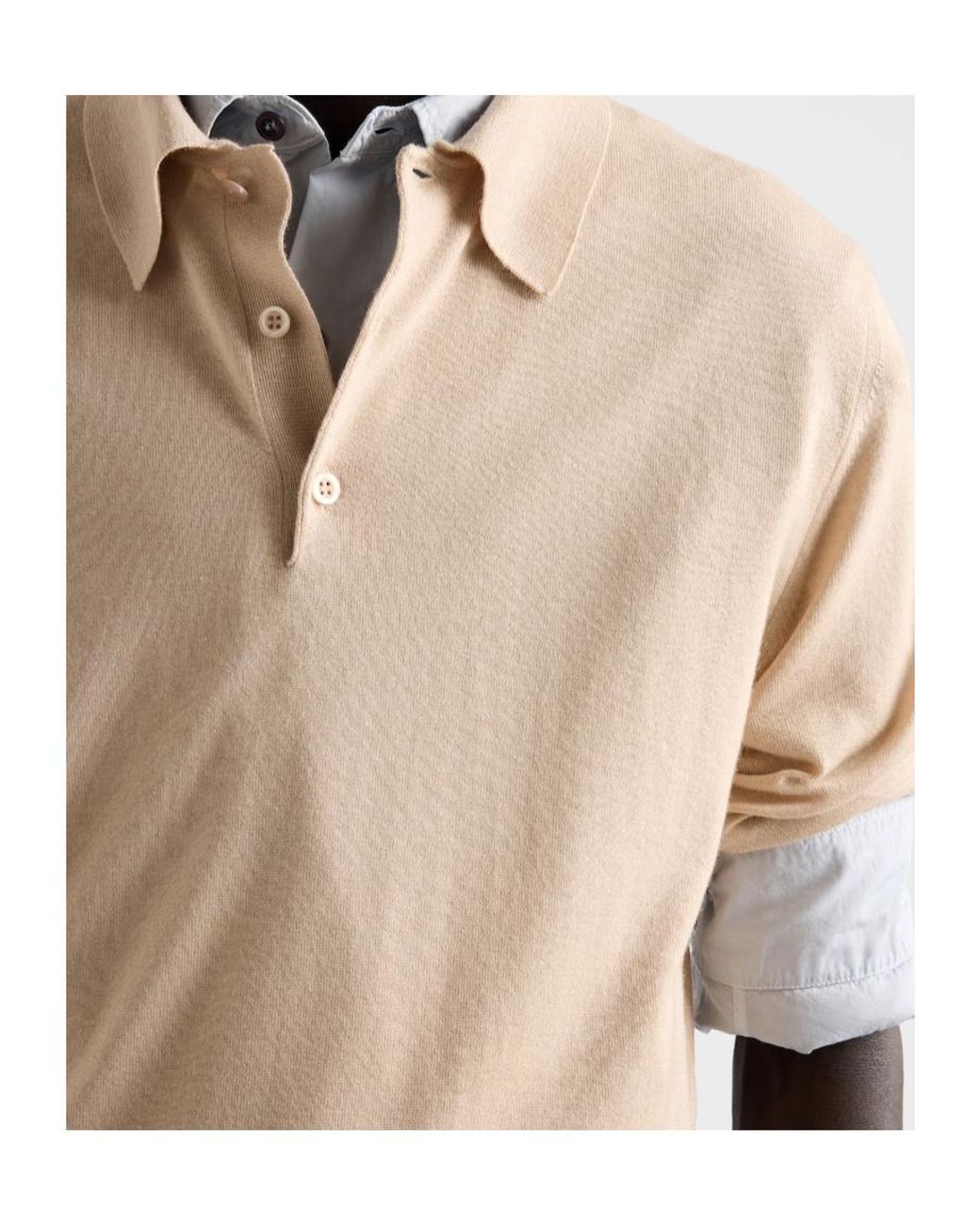 Prada Natural Cashmere And Silk Polo Shirt for men