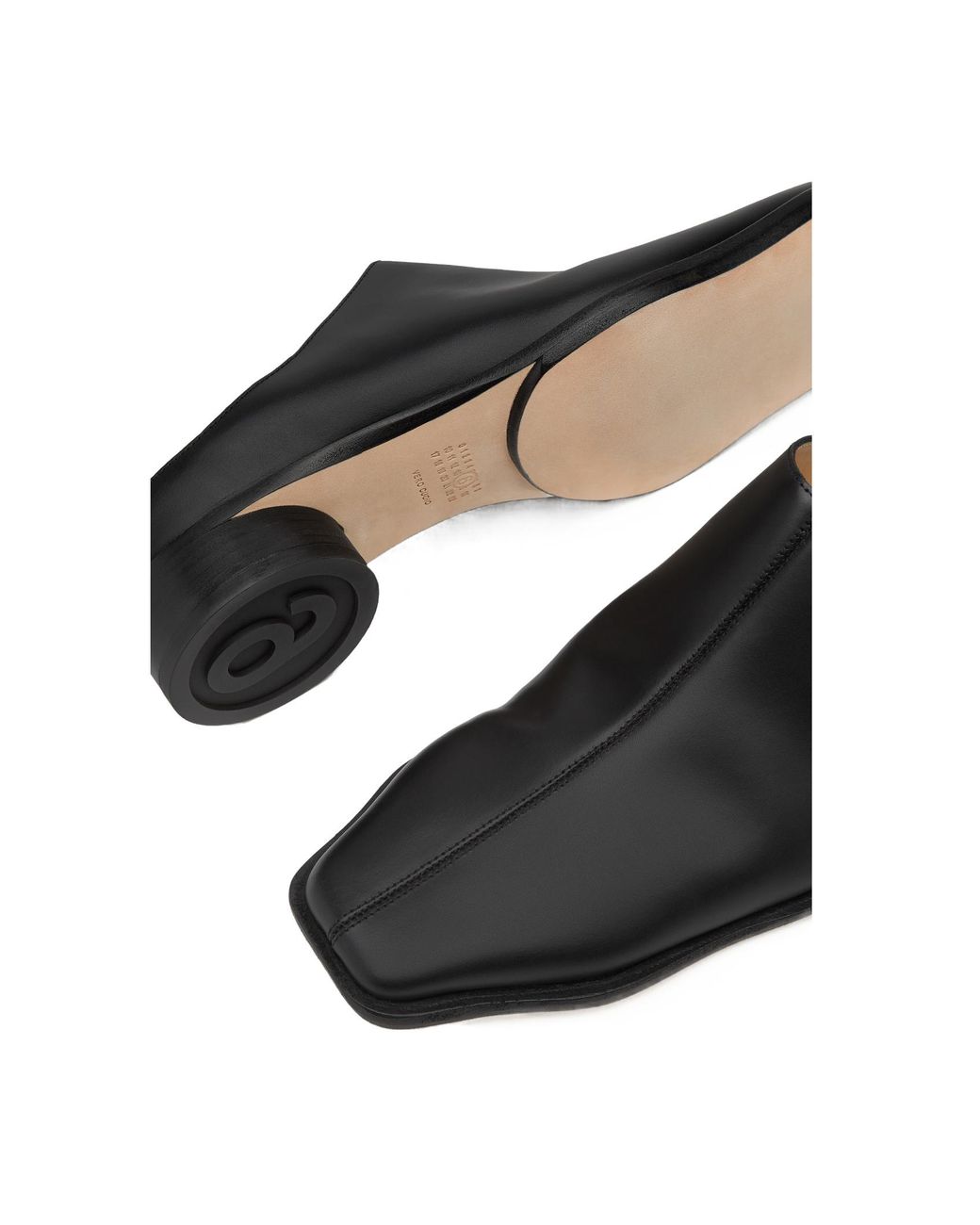 MM6 by Maison Margiela Black Leather Slippers for men