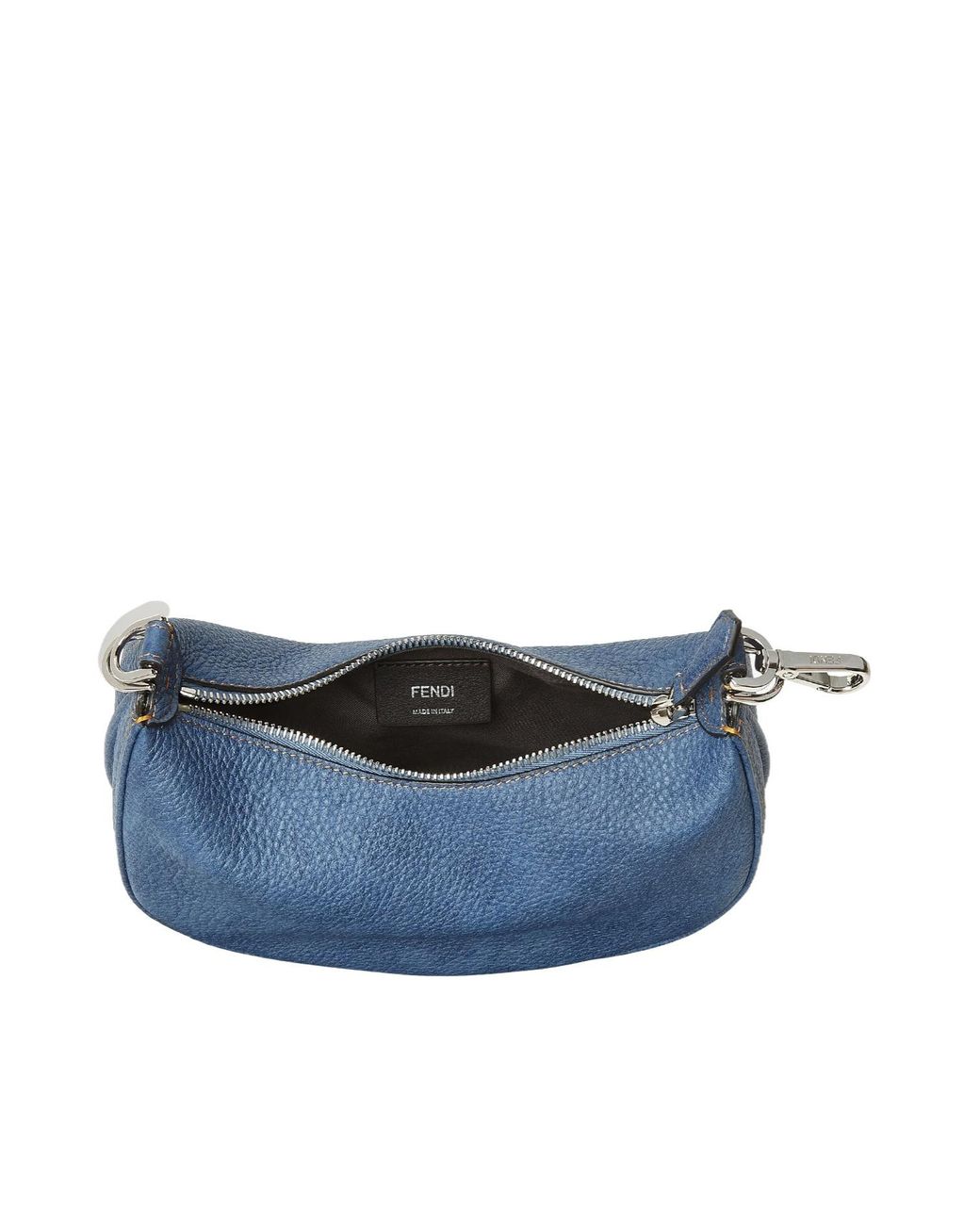 Fendi Blue Graphy Logo Lettering Mini Hobo Bag