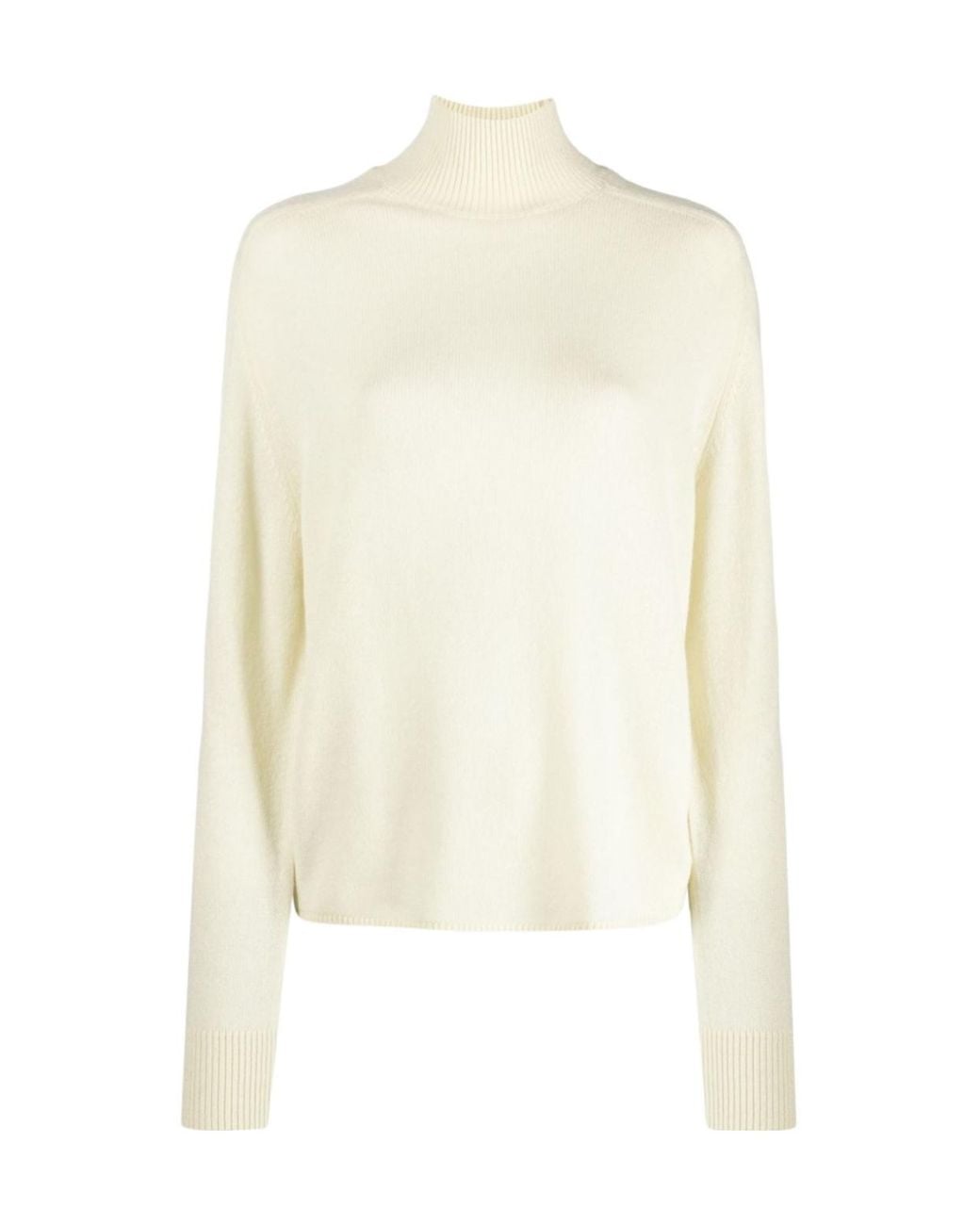 Forte_forte White High-Neck Fine-Knit Jumper