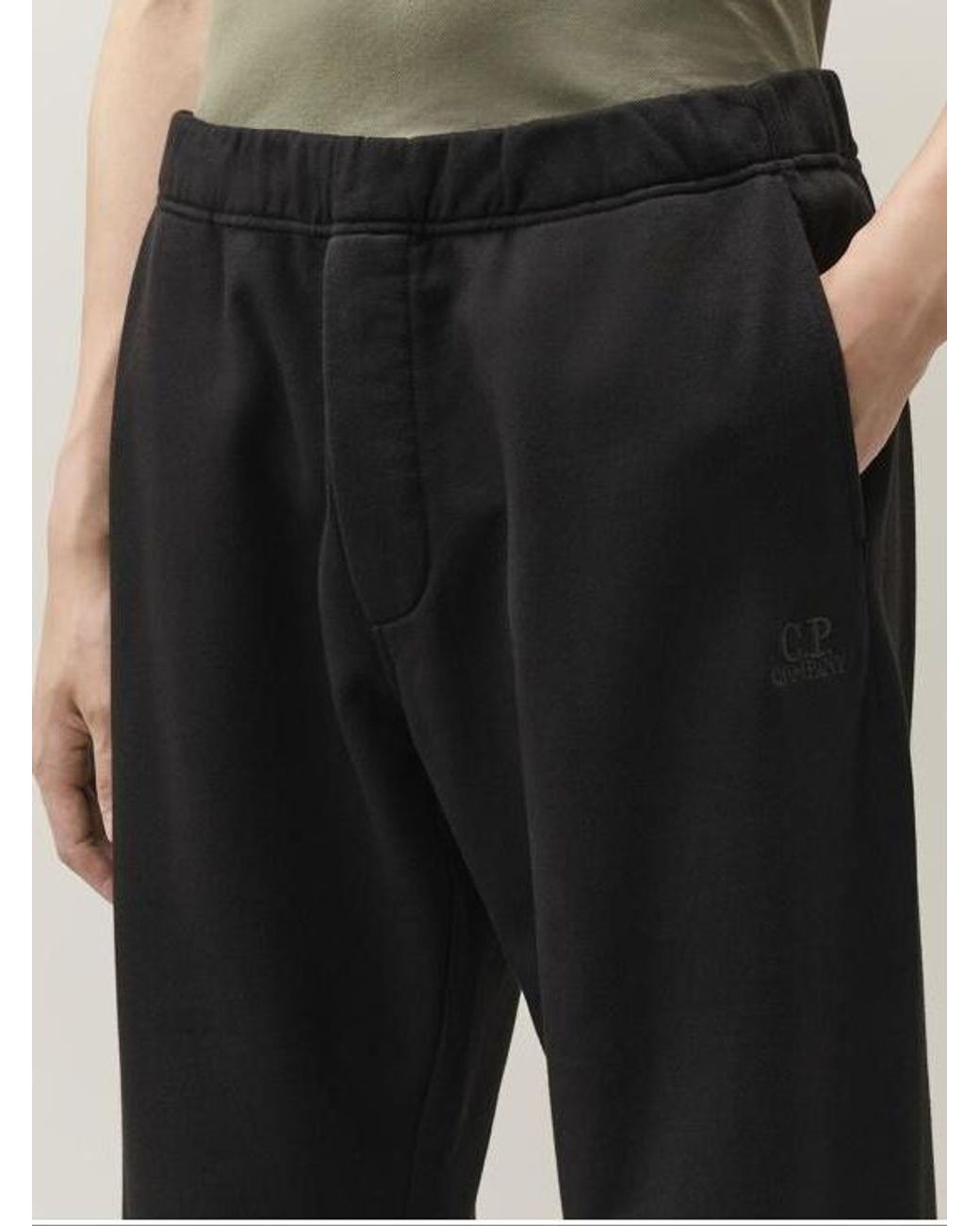 C P Company Black Logo-Embroidered Track Pants for men