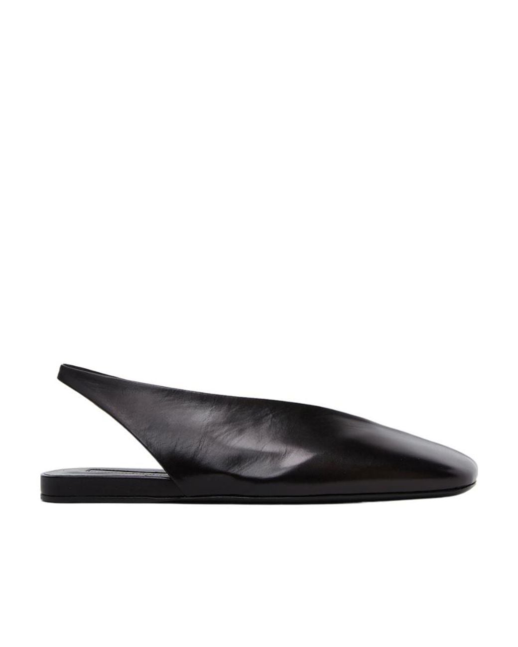Jil Sander Black Asymmetric-Toe Ballerina Shoes