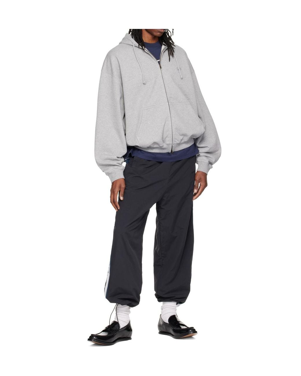 Vetements Gray Embroidered Zip-Up Hoodie for men
