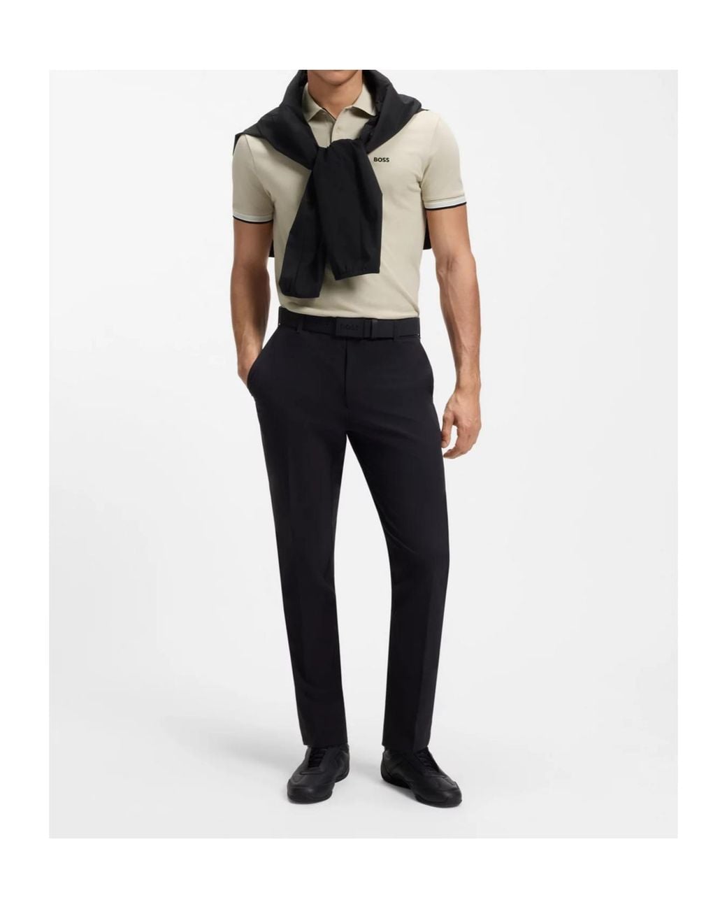 Boss White Tipped Logo Polo Shirt for men
