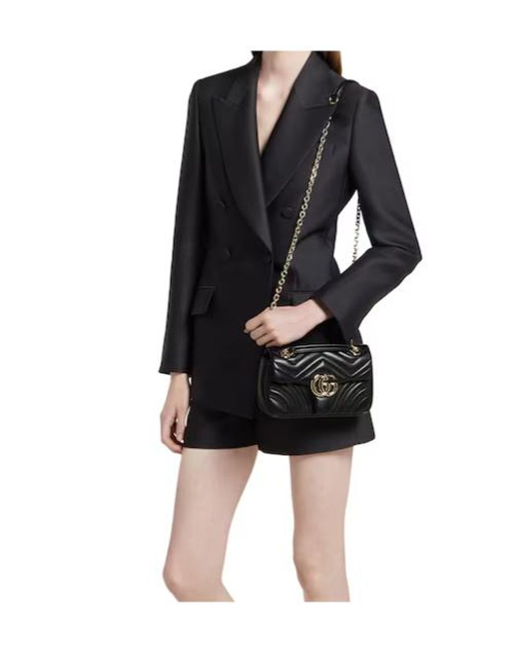 Gucci Black Gg Marmont Small Shoulder Bag