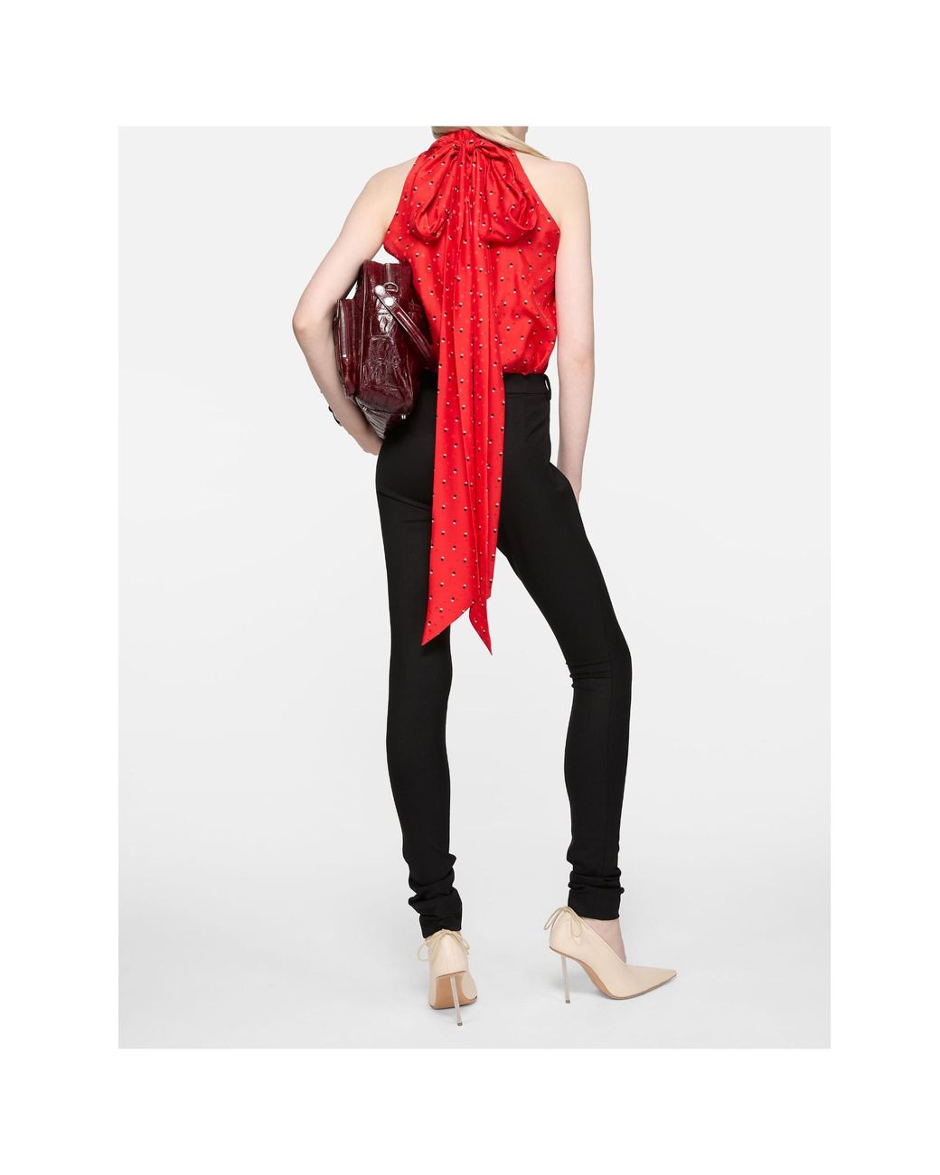Acne Red Bow-Detail Asymmetric Top