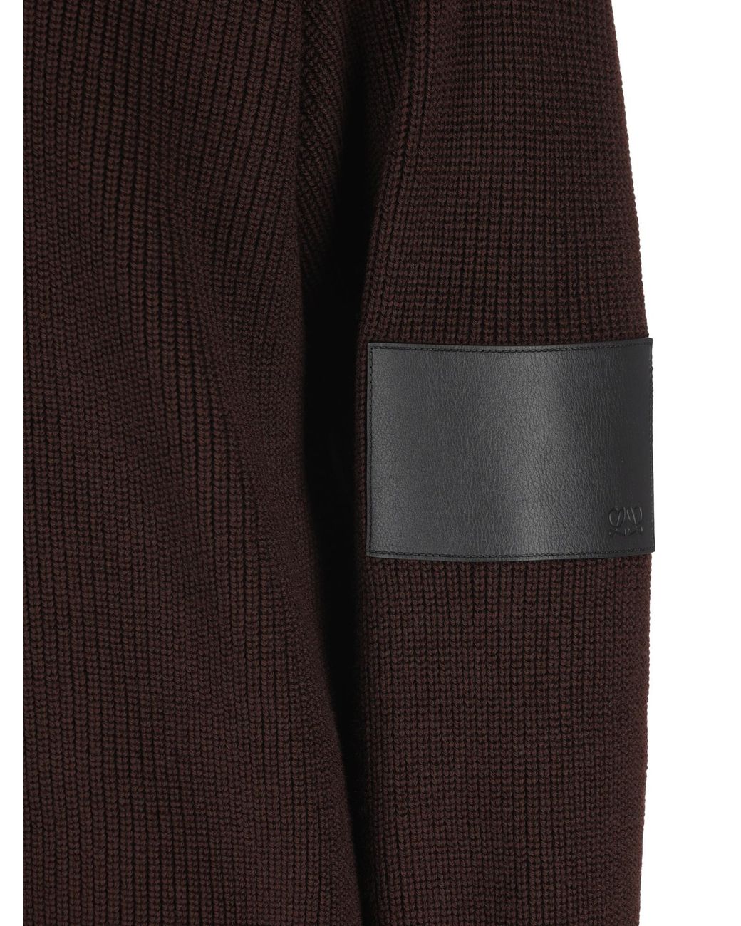 Loewe Red Zip-Neck Patch Knitted Sweater