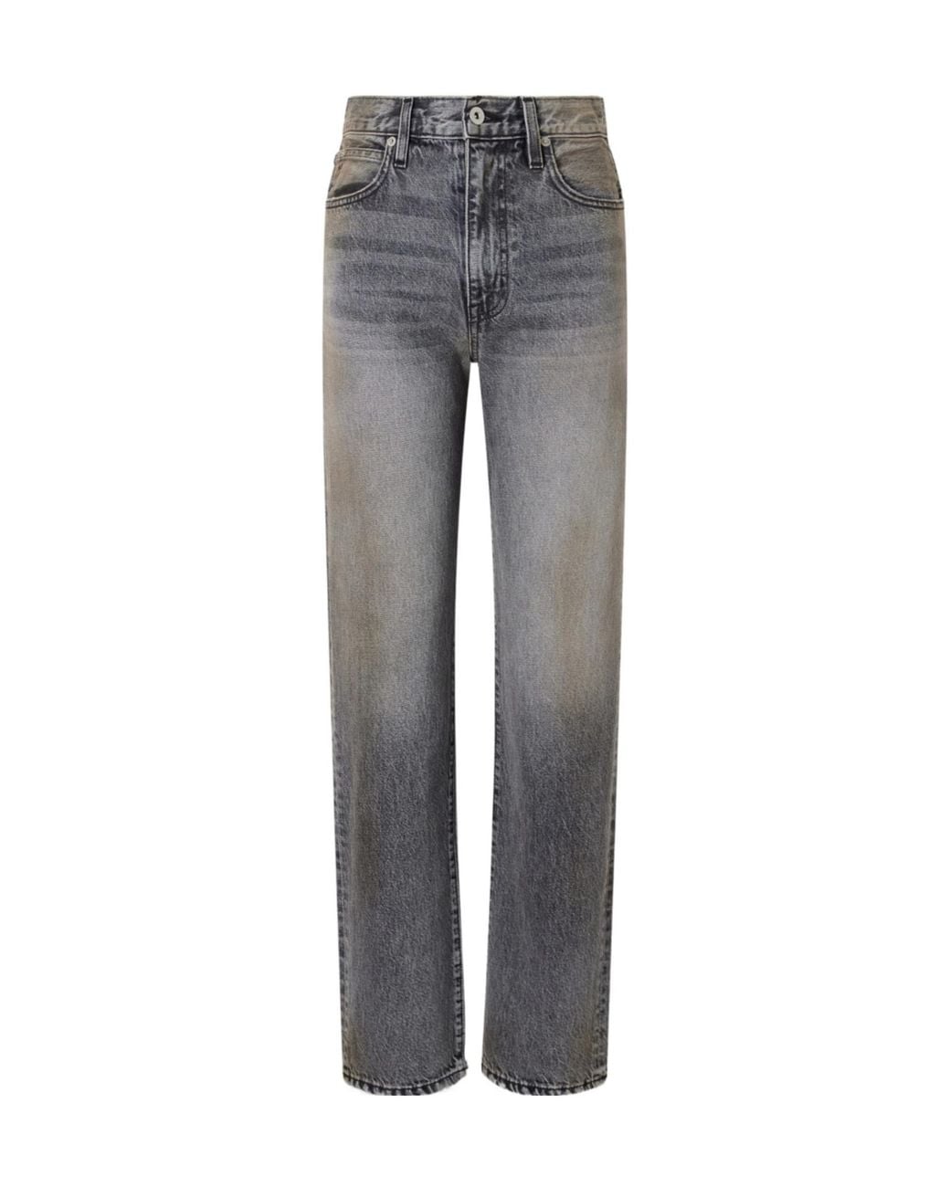 SLVRLAKE Denim Gray High-Waisted Straight-Leg Jeans