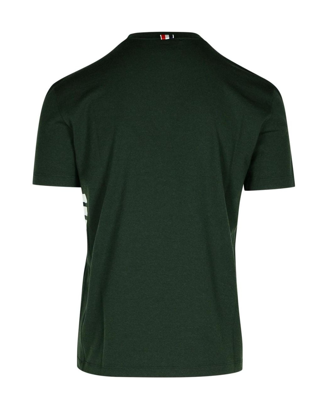 Thom Browne Green Short-Sleeved Crewneck Knitted T-Shirt for men