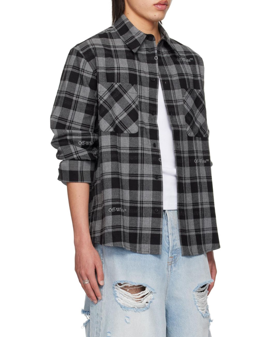 Off-White c/o Virgil Abloh Black Checked Long-Sleeved Shirt for men