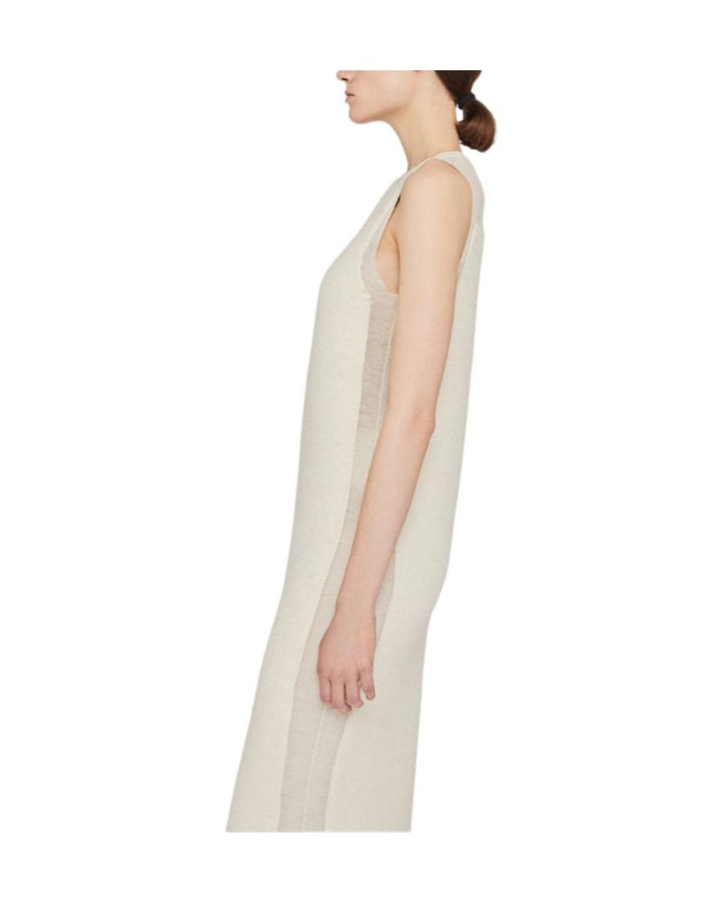 Jil Sander White Semi-Sheer Knitted Sleeveless Long Dress