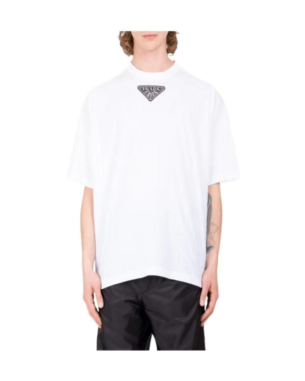 Prada White Logo Short-Sleeved T-Shirt for men