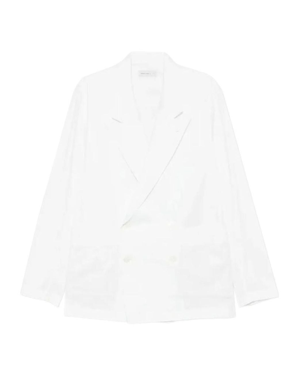 Dries Van Noten White Long-Sleeved Suit Jacket for men