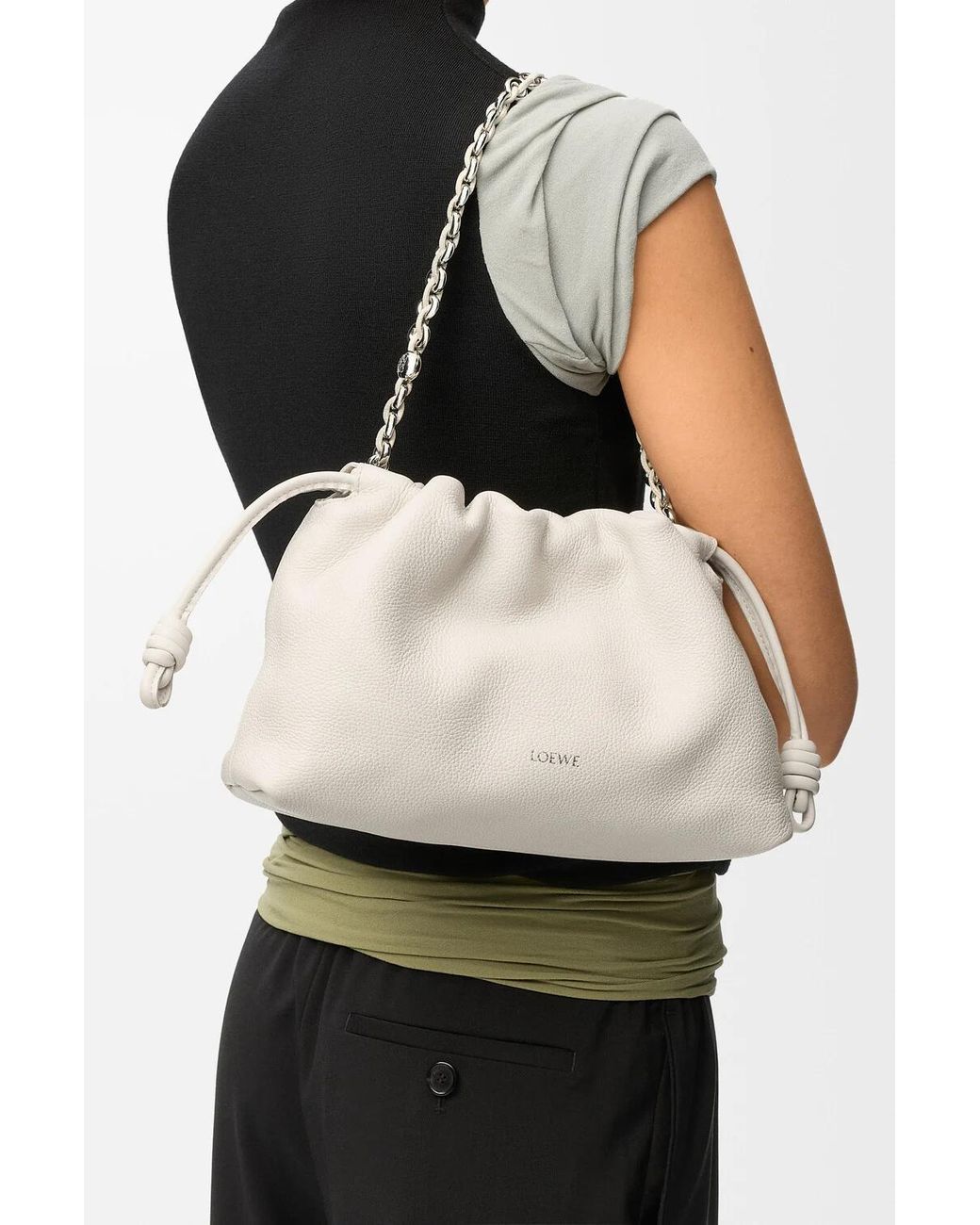 Loewe White Flamenco Medium Shoulder Bag