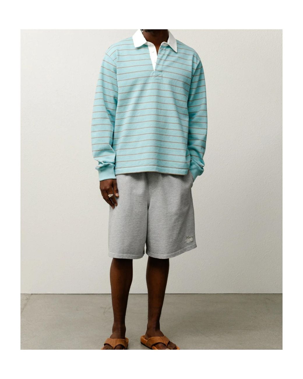 Stussy Blue Striped Rugby Shirt for men