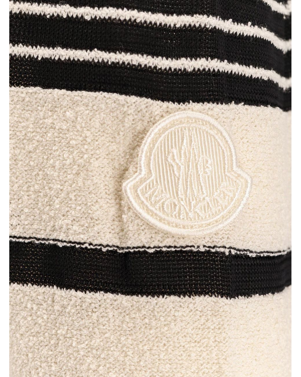 Moncler White Striped Cotton Blend Dress