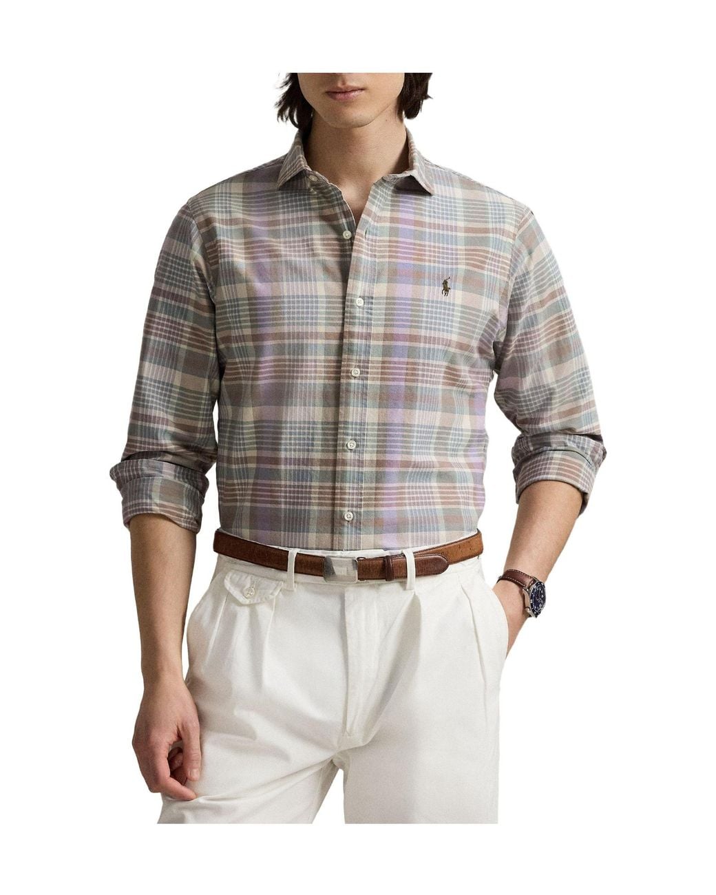 Polo Ralph Lauren Gray Long Sleeve Check Shirt for men