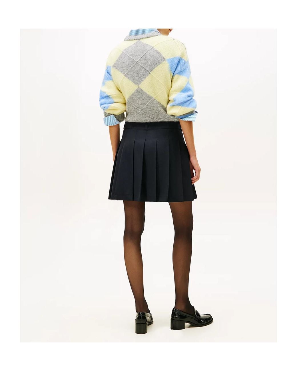 Tommy Hilfiger Black Classic Wool-Blend Pleated Mini Skirt