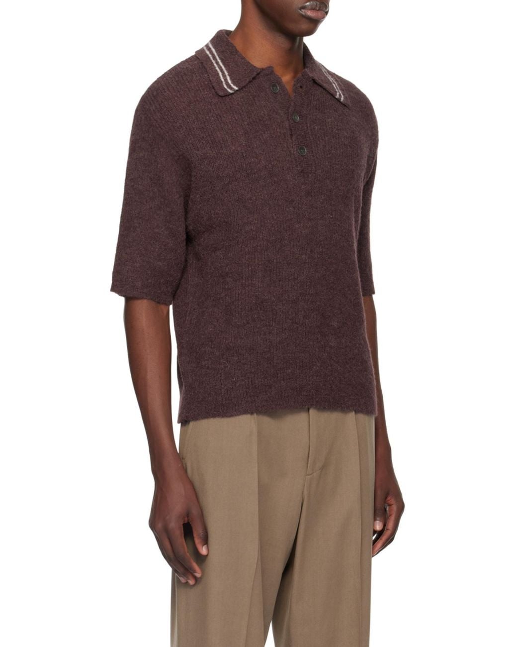 Our Legacy Red Traditional Knitted Polo Shirt for men
