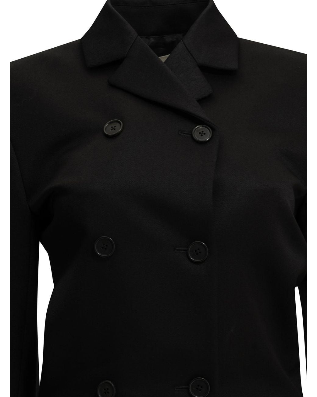 Khaite Black Double-Breasted Wool Long Coat