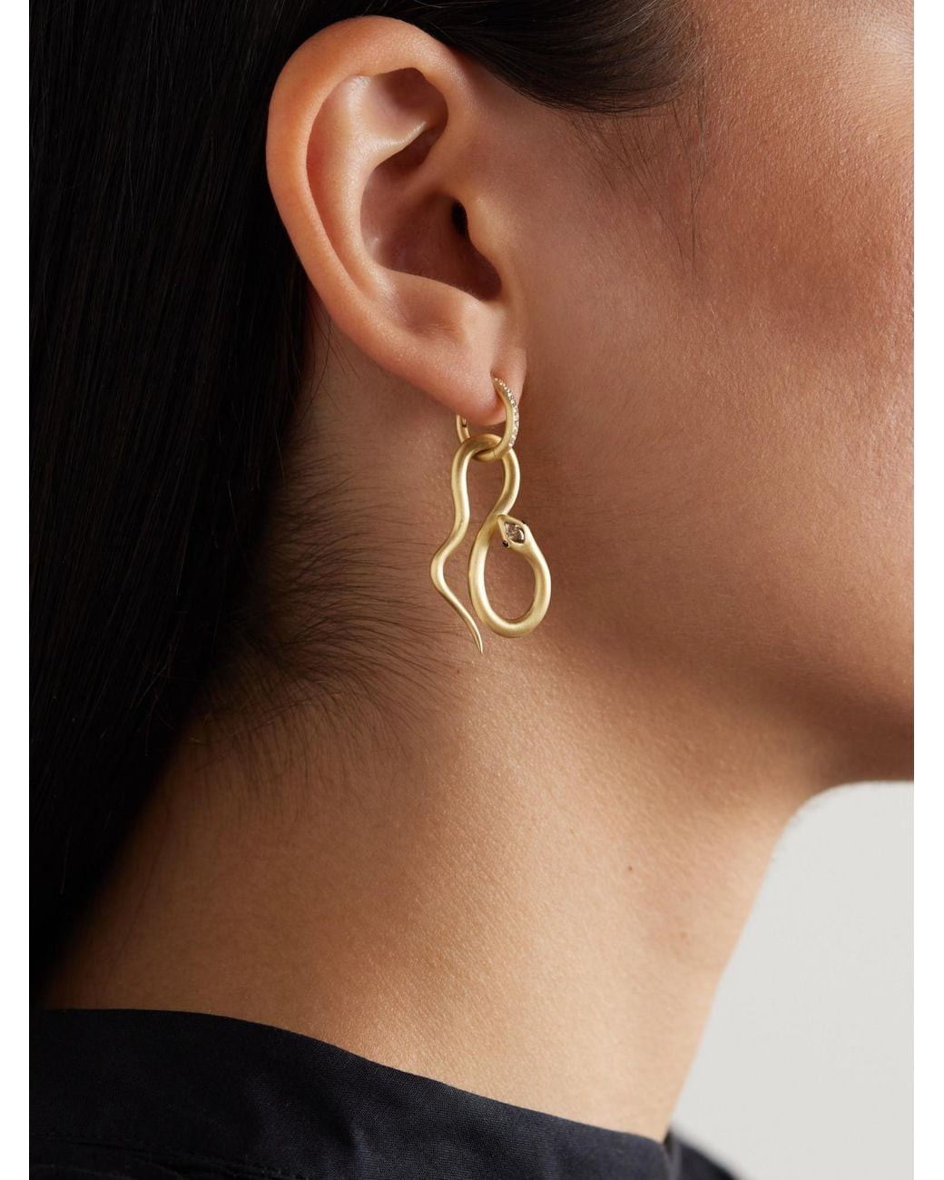 Ileana Makri Metallic Diamond Hoop Earrings