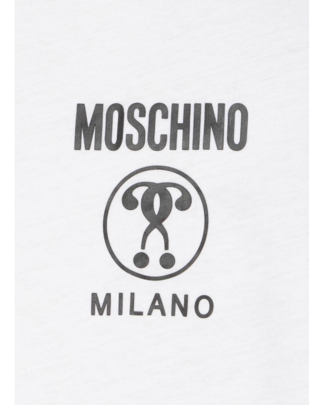 Moschino White Logo Printed Crewneck T-Shirt for men