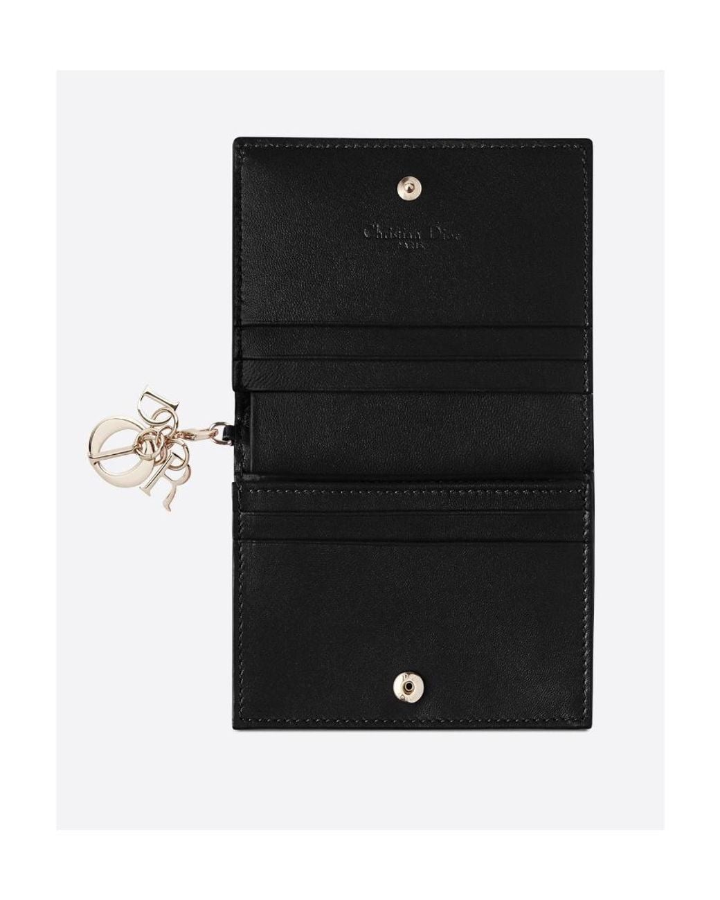Dior Black Mini Lady Gardenia Wallet