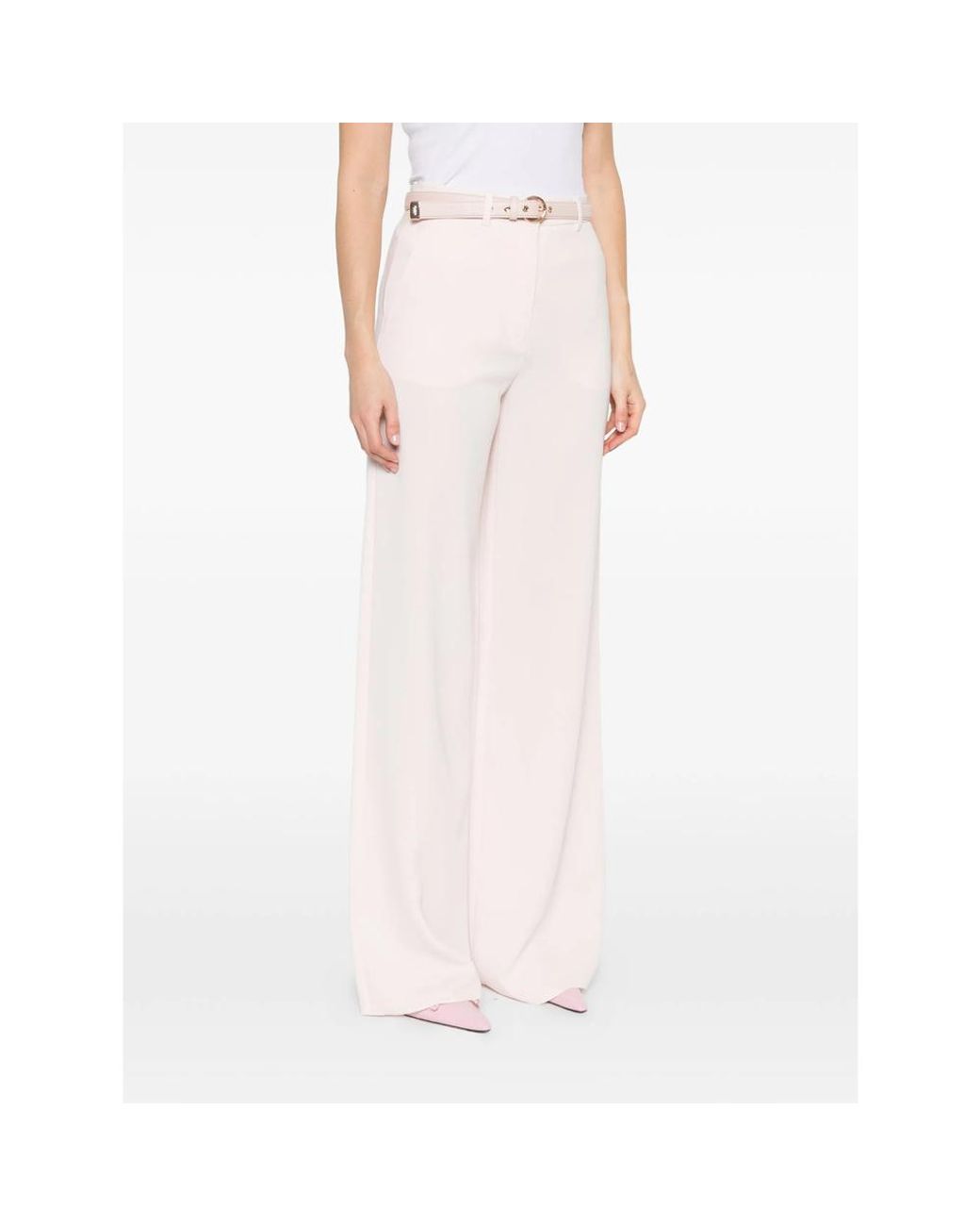 Max Mara White Casual Pants With Belt Loops