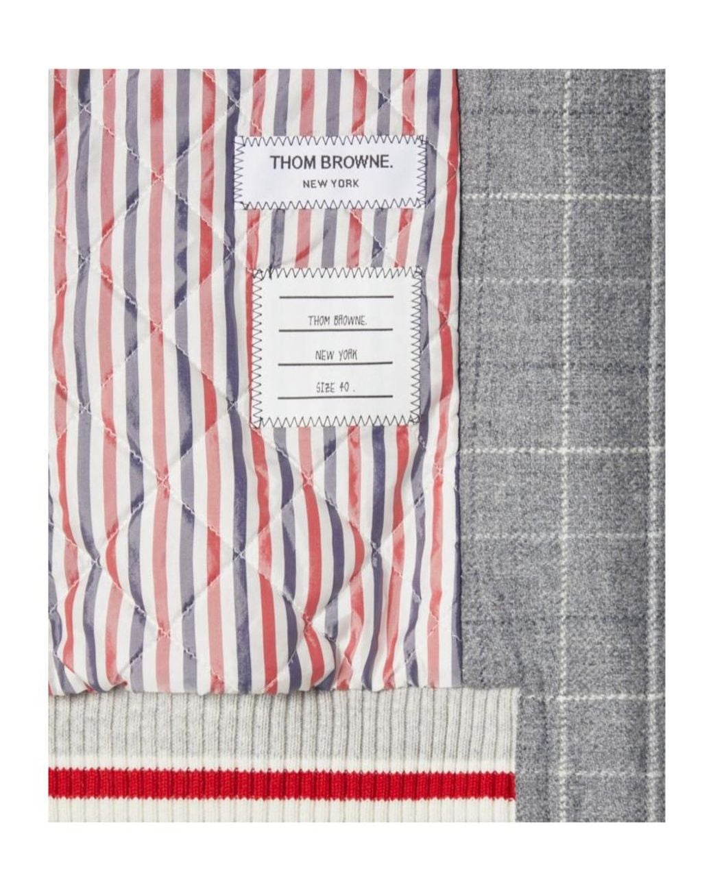Thom Browne Gray Windowpane Houndstooth Zipped Tweed Jacket